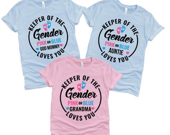 Keeper Of The Gender, Auntie Loves You| Unisex Gender Reveal T-shirt, Baby shower tshirt designs