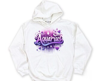Aquarius Season Purple Hearts Hoodie | Zodiac Birthday Crewneck, Aquarius , horoscope