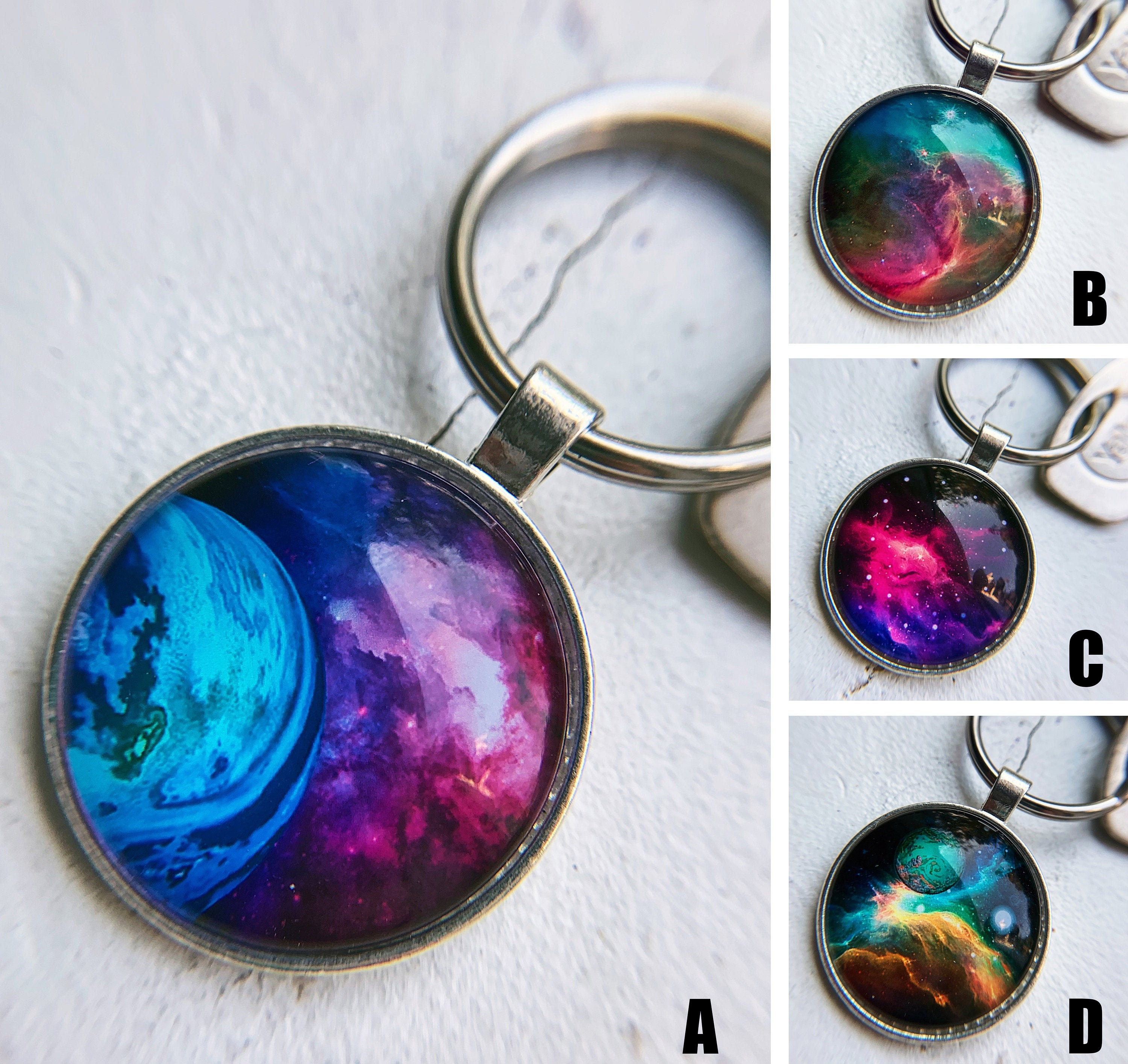 Galaxy keychain / metal keychain / gift for men / gift for Etsy