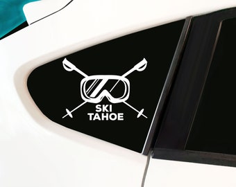 Ski Tahoe | Snow Ski Goggles | Skiing Winter Sports California | Lake Tahoe Sticker | Car Decal, laptop decal, window decal