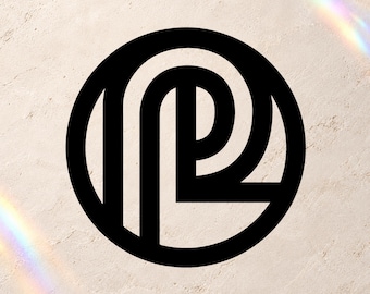May include: A black circular logo featuring a stylized letter P integrated with a vertical line, set against a textured off-white background. The design consists of bold, clean lines forming a geometric emblem with a balanced, symmetrical appearance.