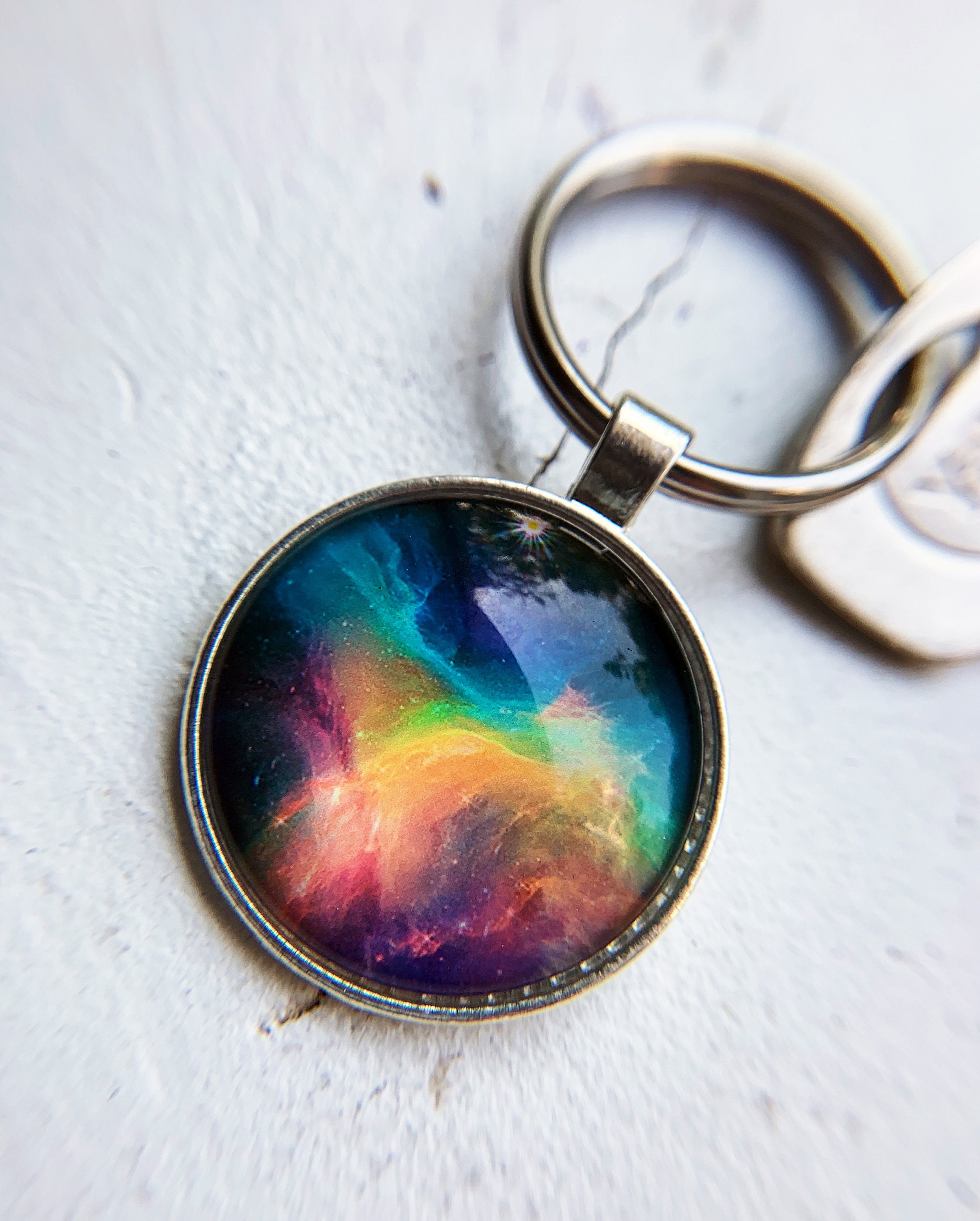 Galaxy keychain / metal keychain / gift for men / gift for Etsy