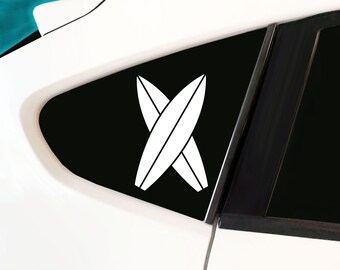 Crossed Surfboards - Car Decal, laptop decal, window decal