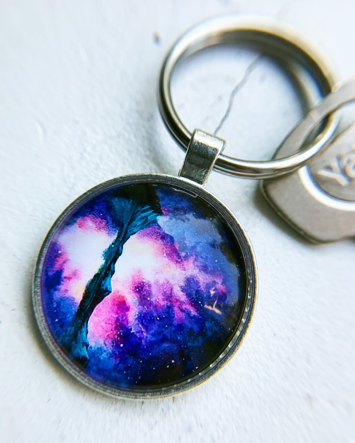 Galaxy keychain / metal keychain / gift for men / gift for Etsy