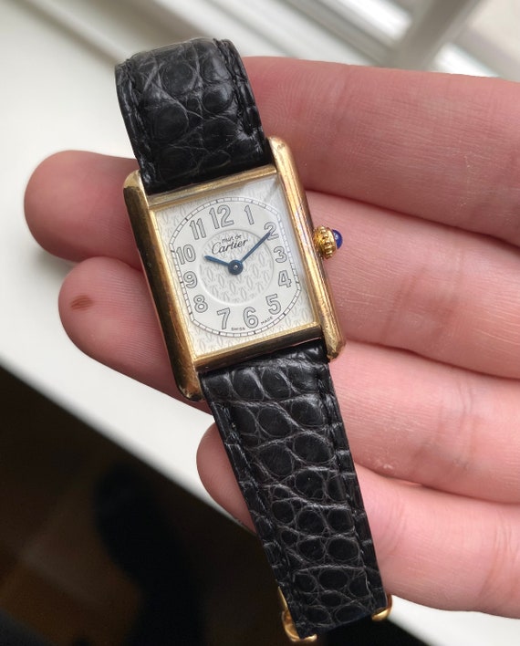 Vintage Cartier Tank Ref 2415 Wit Arabisch Cijfers 18K Goud | Etsy België