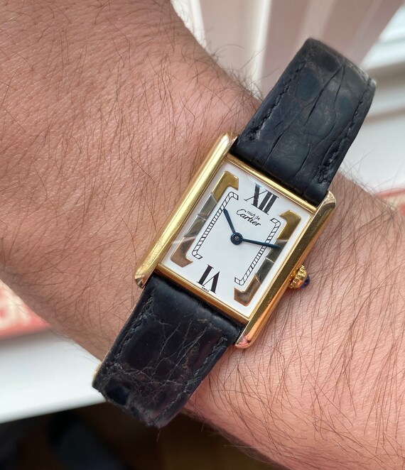 Cartier Tank Quartz Tri Tone 80s White 