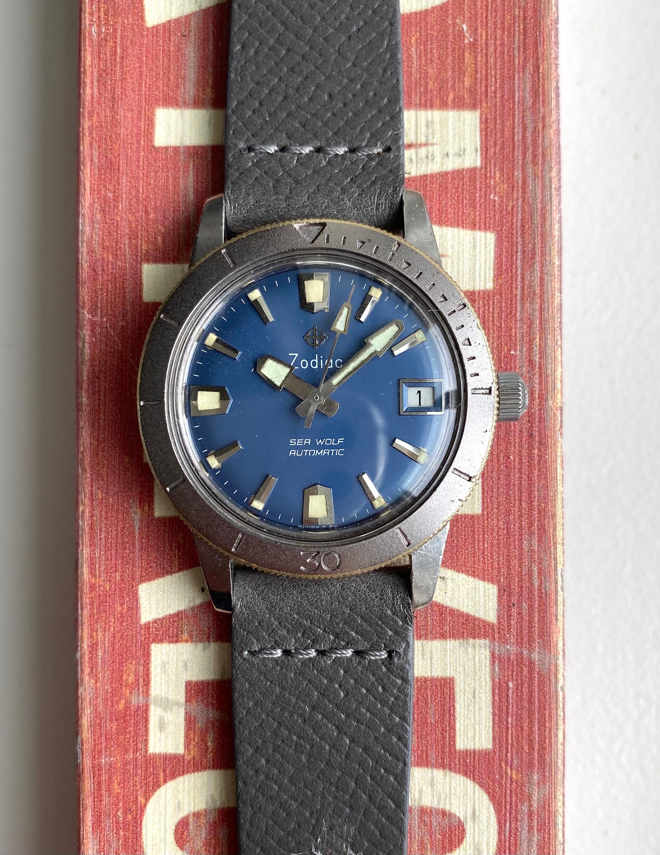 Vintage Zodiac Sea Wolf Rare 50s Automatic Blue Dial Diver Etsy