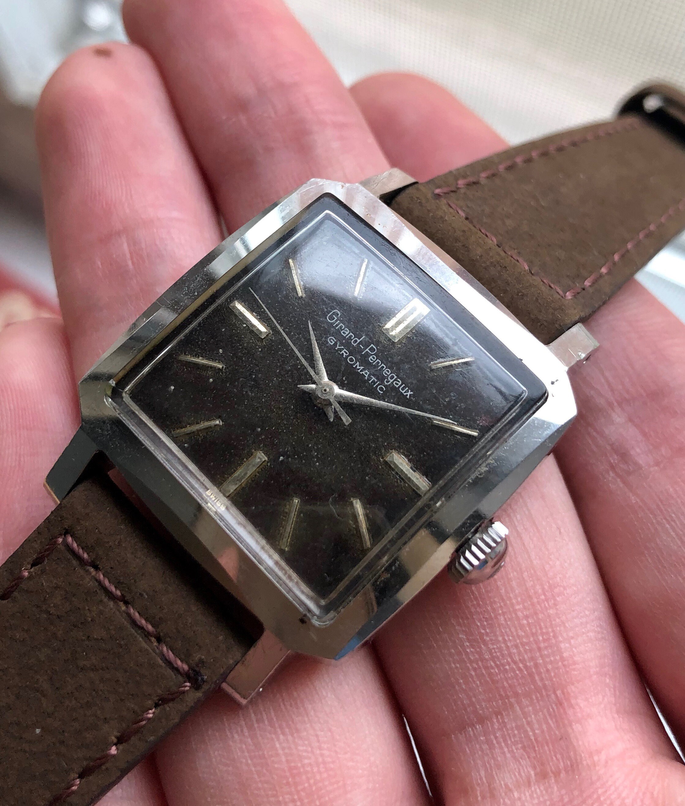 Vintage Girard Perregaux Gyromatic Automatic Steel Square Etsy