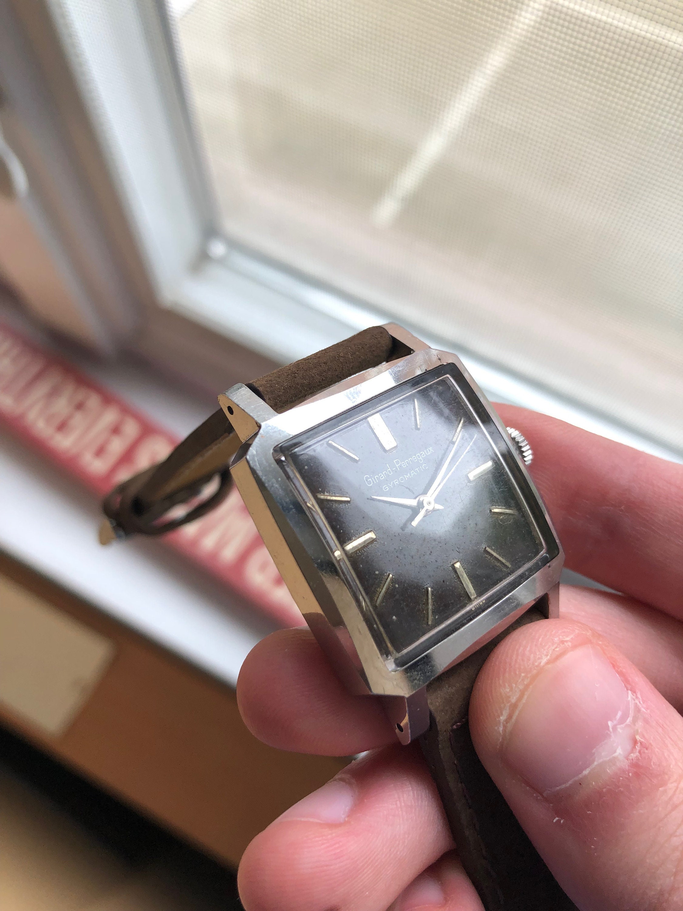 Vintage Girard Perregaux Gyromatic Automatic Steel Square Etsy