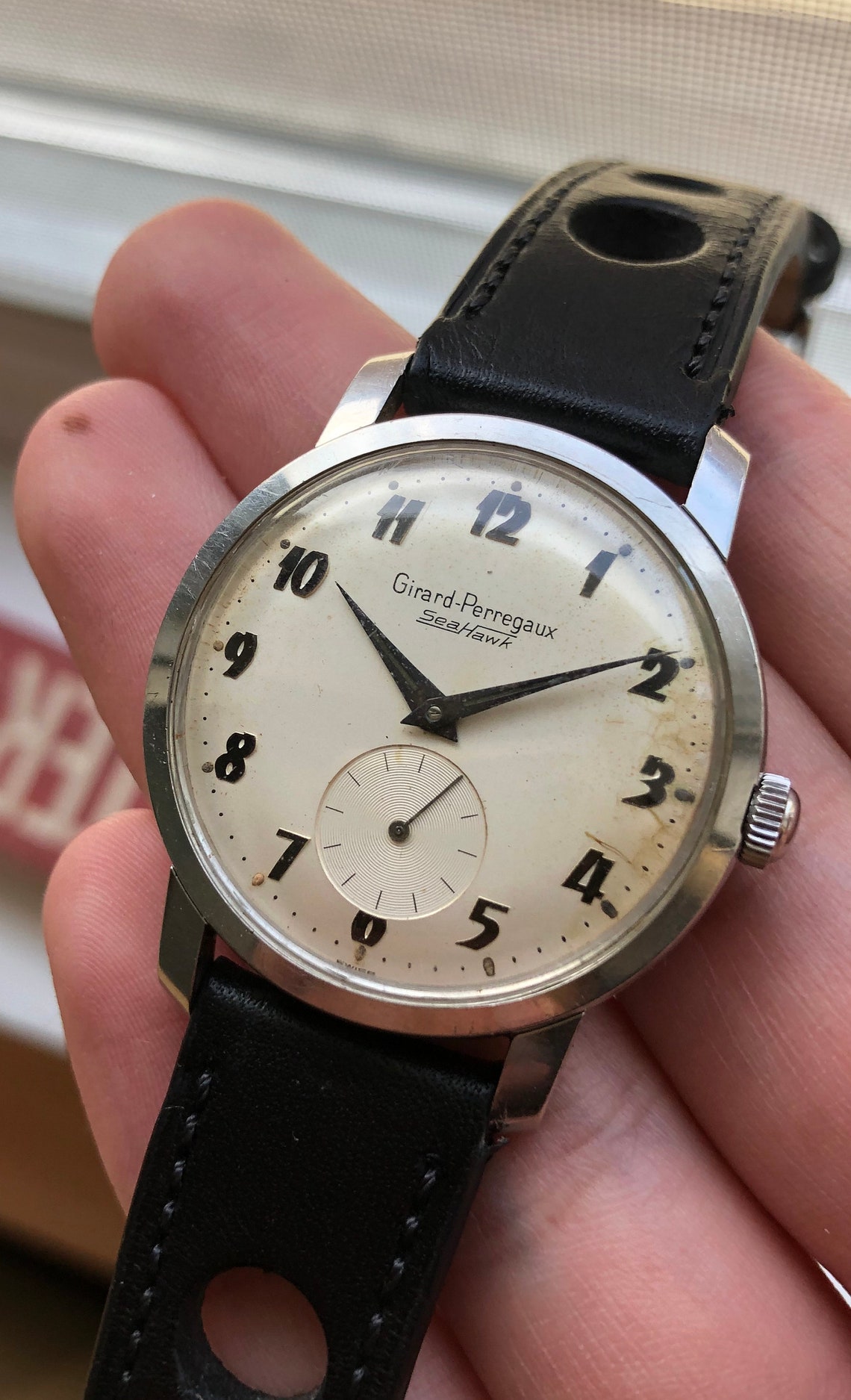 Vintage Girard Perregaux Sea Hawk Automatic Arabic Numeral Etsy