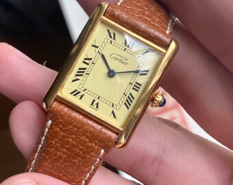 Vintage Cartier Tank Lemon Roman Numeral Dial Quartz 18K | Etsy India