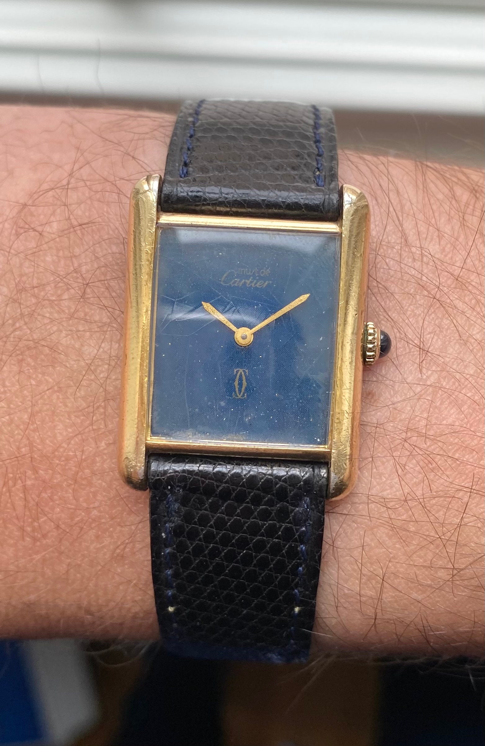 Vintage Cartier Tank Manual Wind Blue 