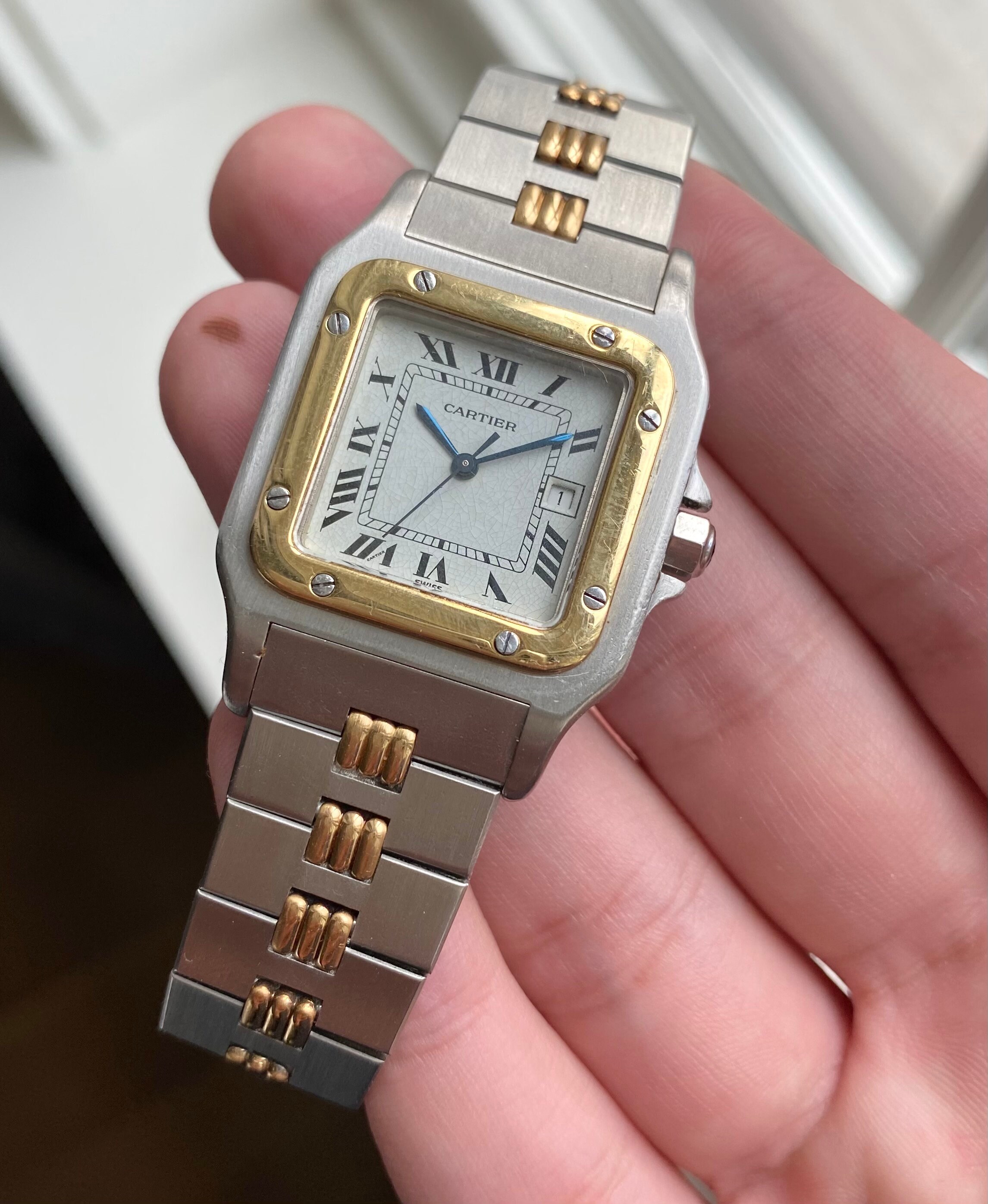 Vintage Cartier Santos 70s Automatic Two Tone White Roman | Etsy