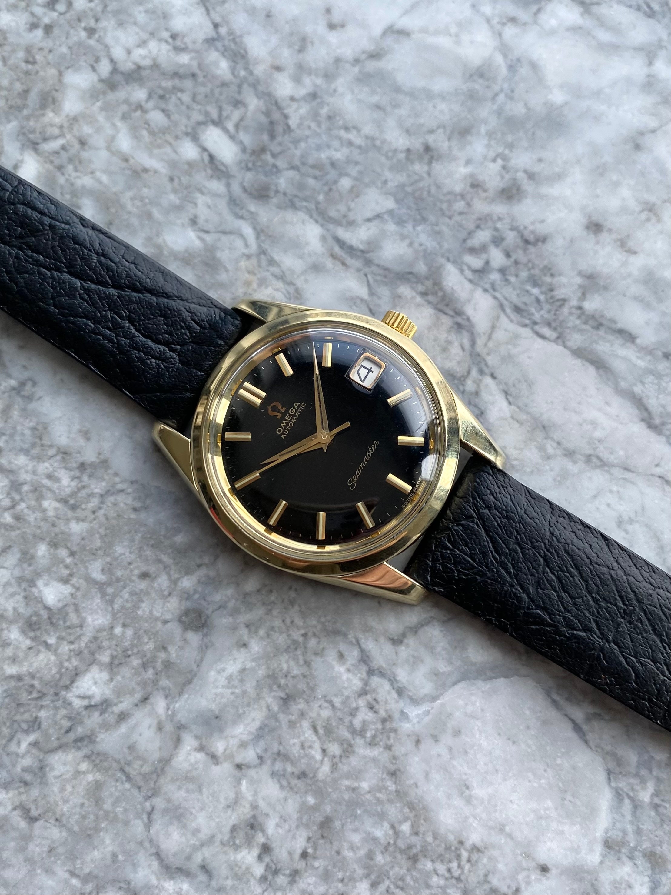 Vintage Omega Seamaster 50s Automatic Black Git Dial 35mm Gold