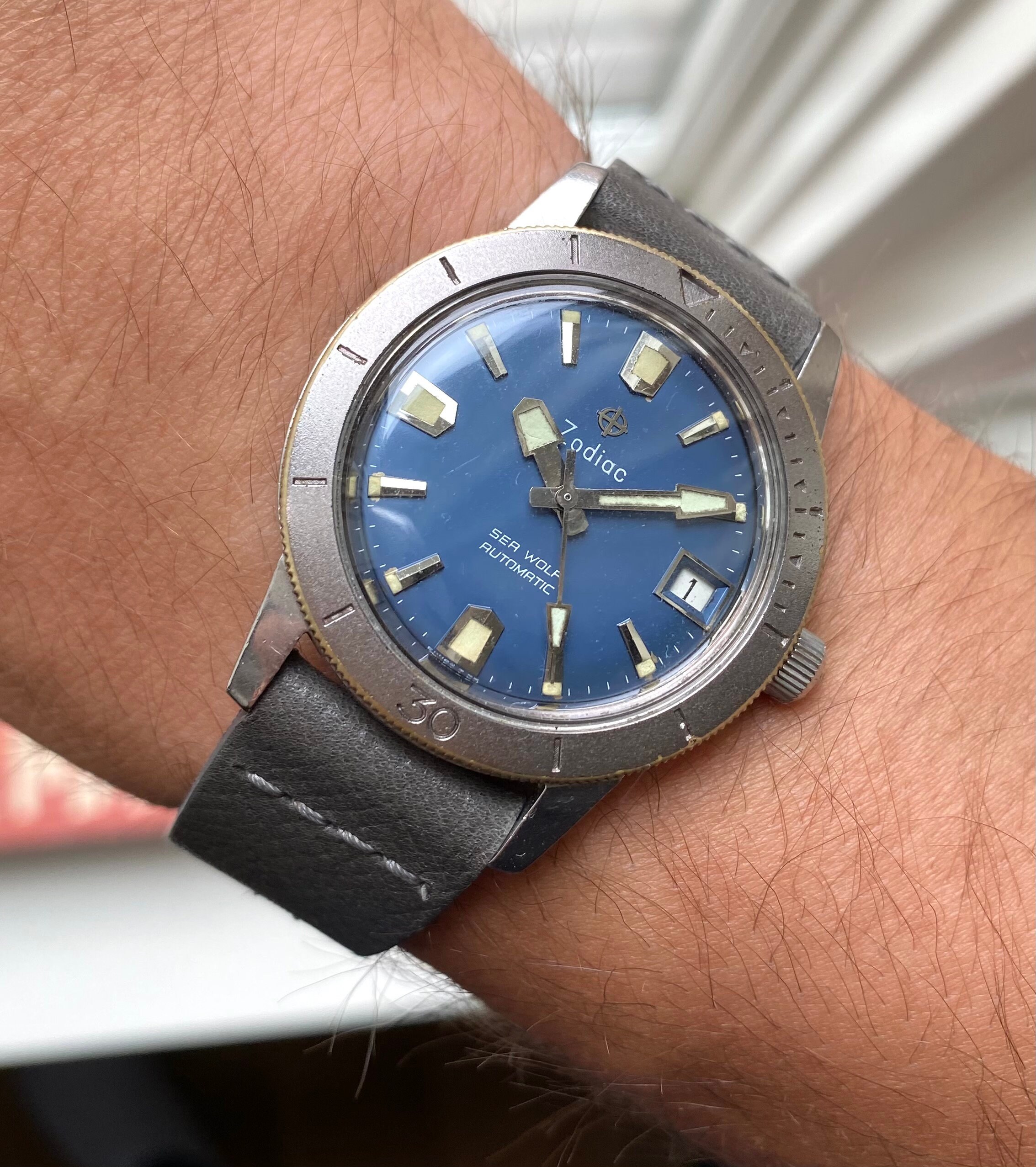 Vintage Zodiac Sea Wolf Rare 50s Automatic Blue Dial Diver Etsy