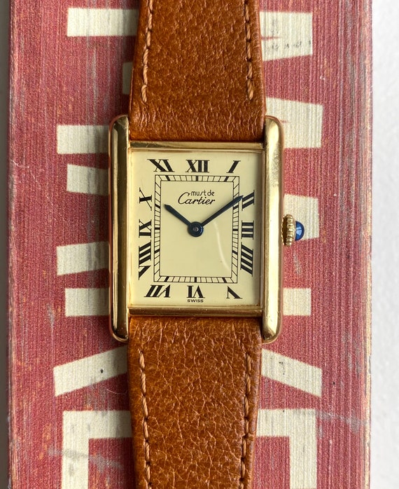 Vintage Cartier Tank Handmatige Wind Lemon Roman Cijfer | Etsy
