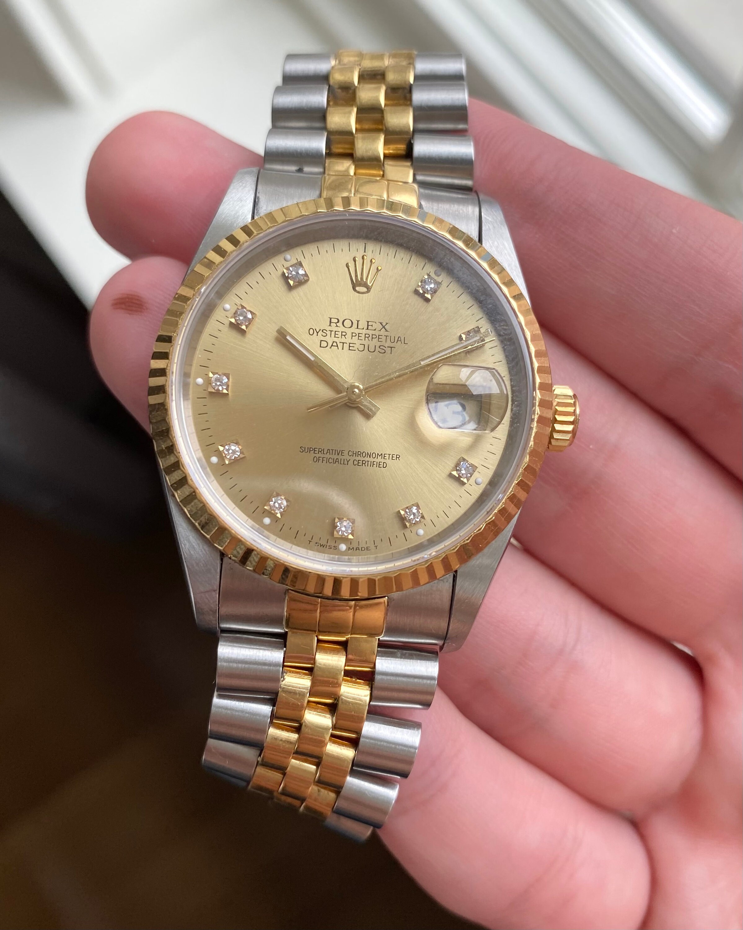 rolex 16233 gold with diamonds