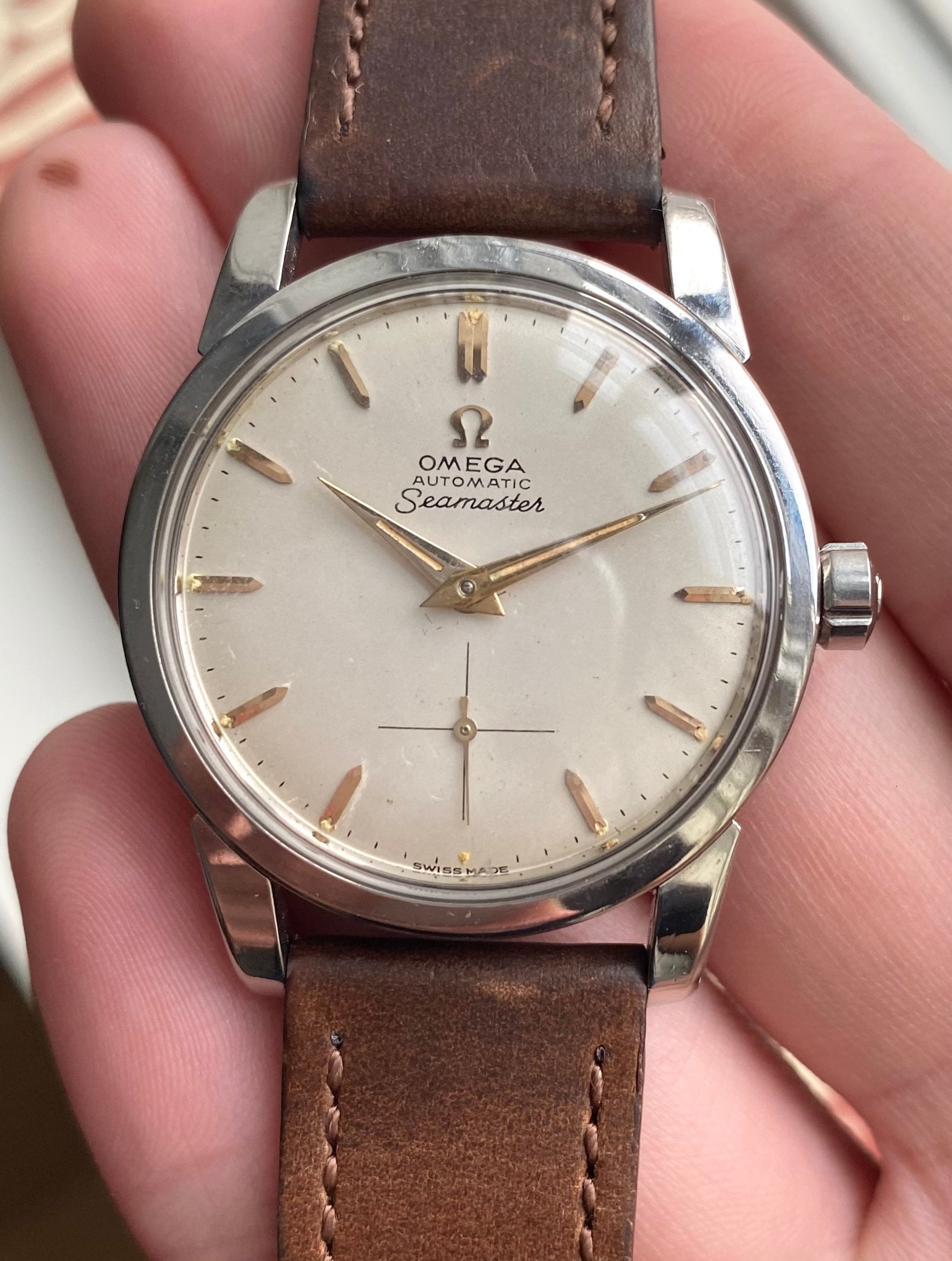 Vintage Omega Seamaster Automatic Cream Dial Sub Seconds Steel Etsy