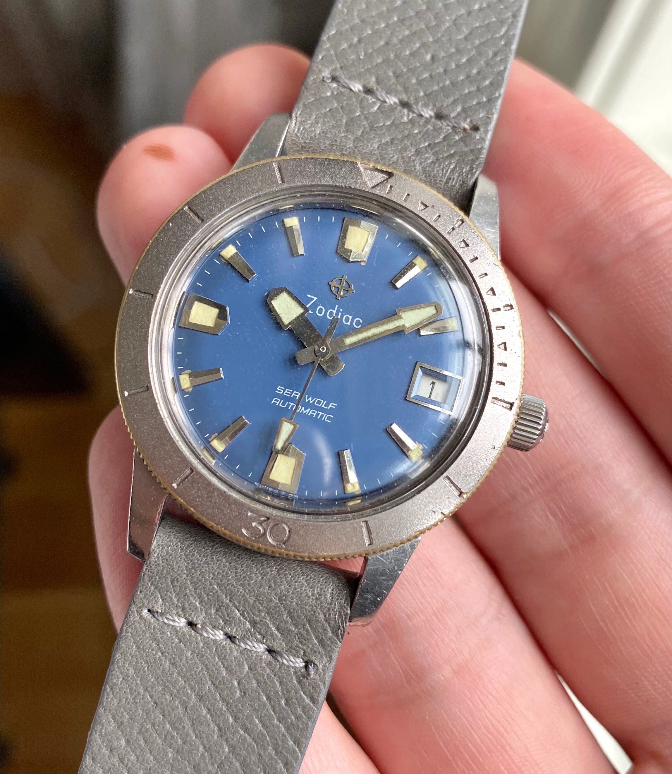 Vintage Zodiac Sea Wolf Rare 50s Automatic Blue Dial Diver Etsy