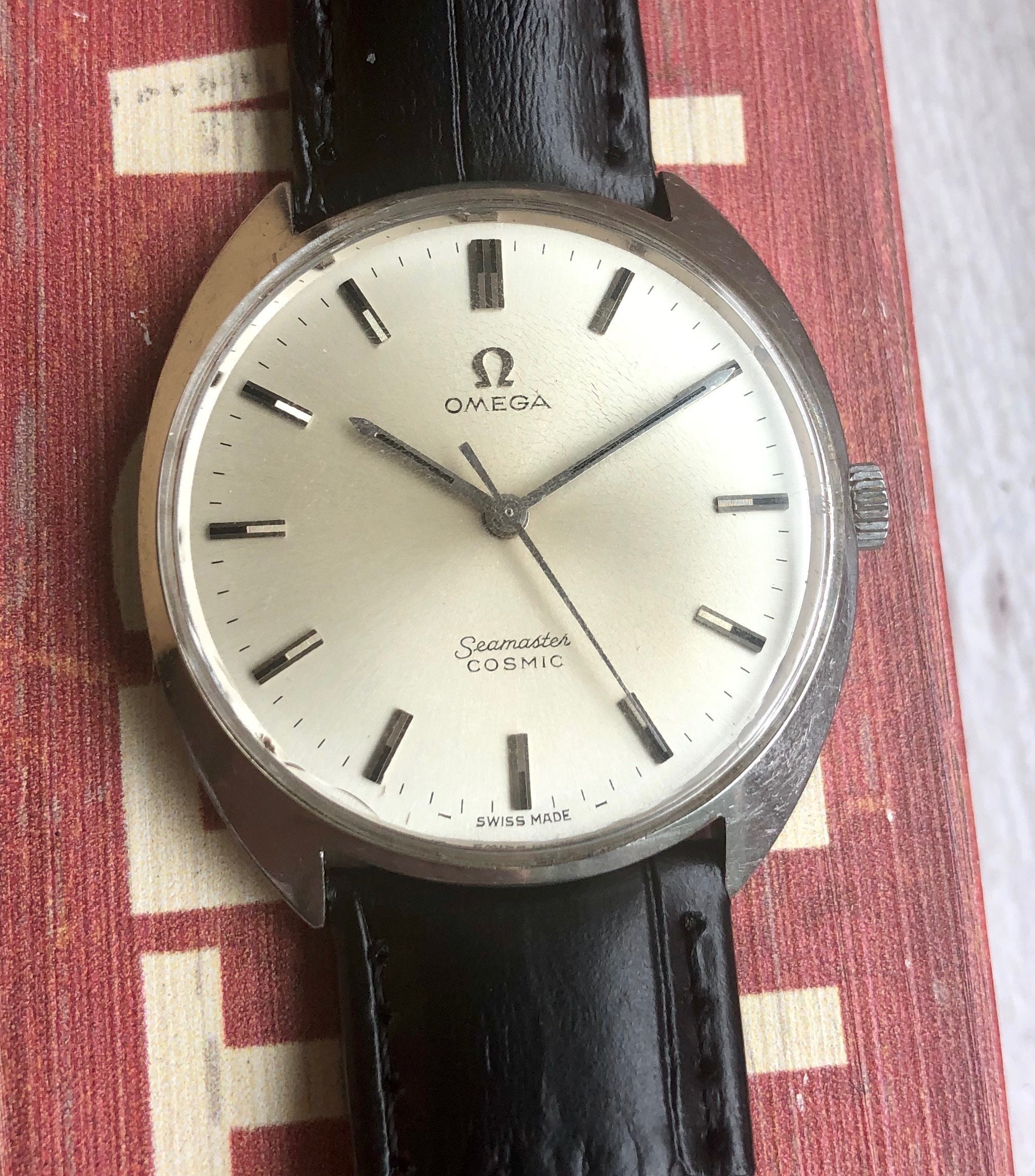 vintage omega seamaster on wrist