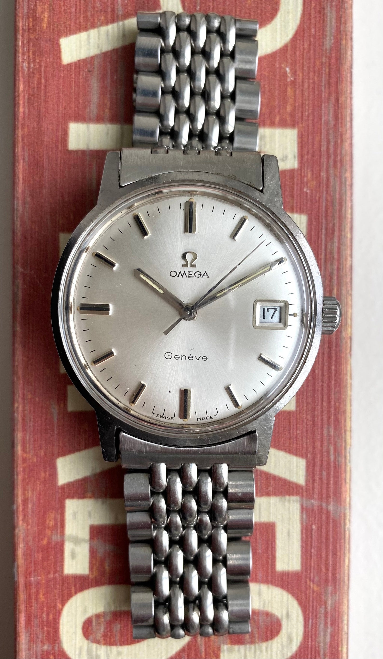 Vintage Omega Geneve Manual Wind Silver Sunburst Dial Steel Etsy