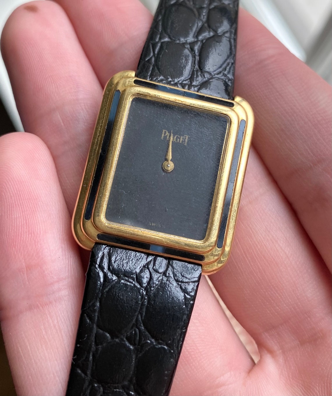 Piaget Tank 18K Yellow Gold Black Dial Manual Wind Onyx Stone | Etsy