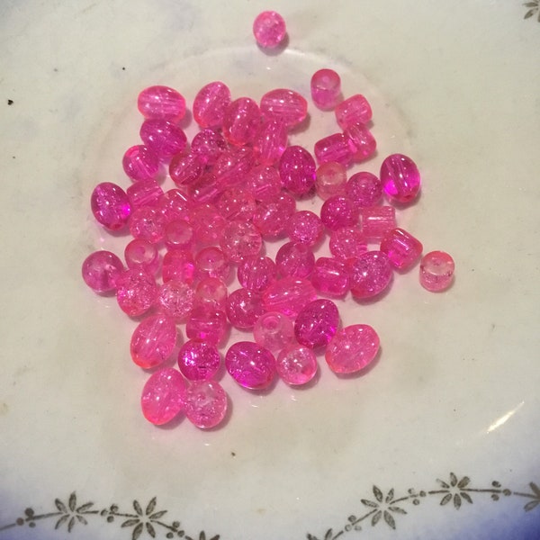 Hot Pink Beads, Mixed Bead Lot , 59 Beads, Pink Plastic Beads, Macramé Bracelets, Little Girl Pink Beads, Girls Necklace Beads(HPP59PlasMix)