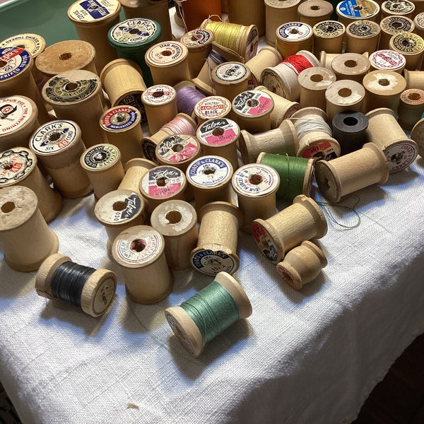 Vintage Wooden Sewing Spools, Pre 1970’s Wooden Spools, Spools for Crafts, Ornaments, Pincushions, Random 12 pc Lot ( VWSpools12)