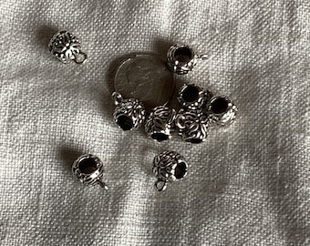 Indonesian Style Pinch Bail, Antique Silver, Bail, 04932, jewelry bail,  black antiquing, jewelry making supplies, vintage