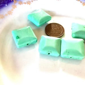 Magnesite Turquoise Seafoam Green, Aqua, Jewelry Making, DIY Destash, Beach Wedding Beads, Macrame Beads, 18mm Square, 5Pc (MagTQSeafm18Sq)
