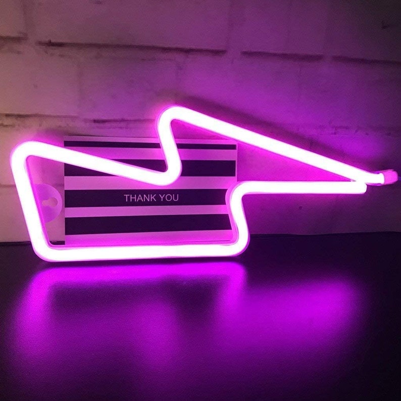 Neon Lighting PINK Sign LED Lightning Shaped Night Light Wall | Etsy