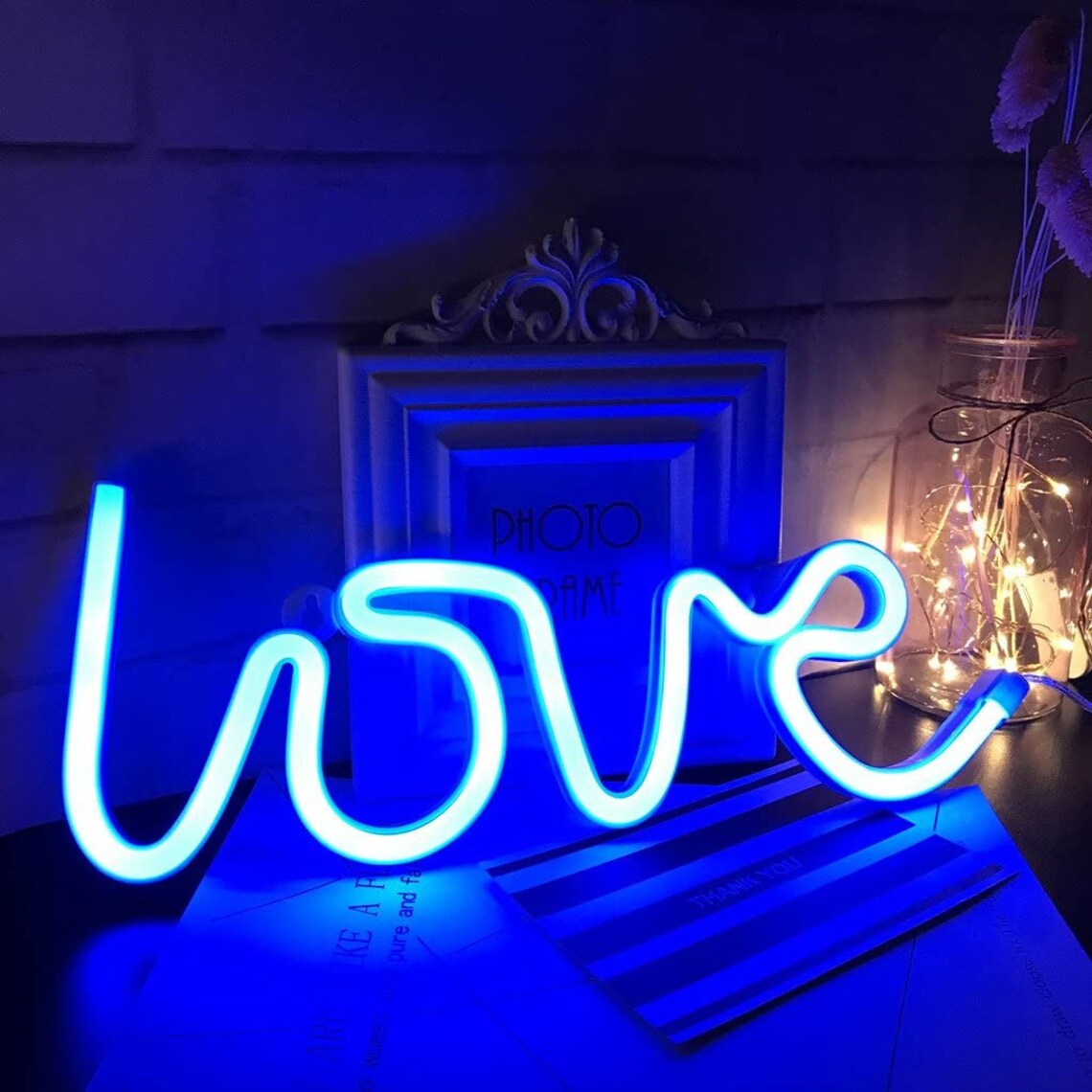 Neon Love blue Signs Light LED Love Art Dorm Decor SignWall Etsy