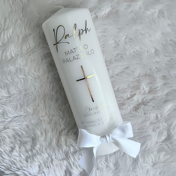 Baptism Candle / Christening Candle / Naming Day Candle NEW Personalised Customised Gold, Silver or Rose Gold Foil