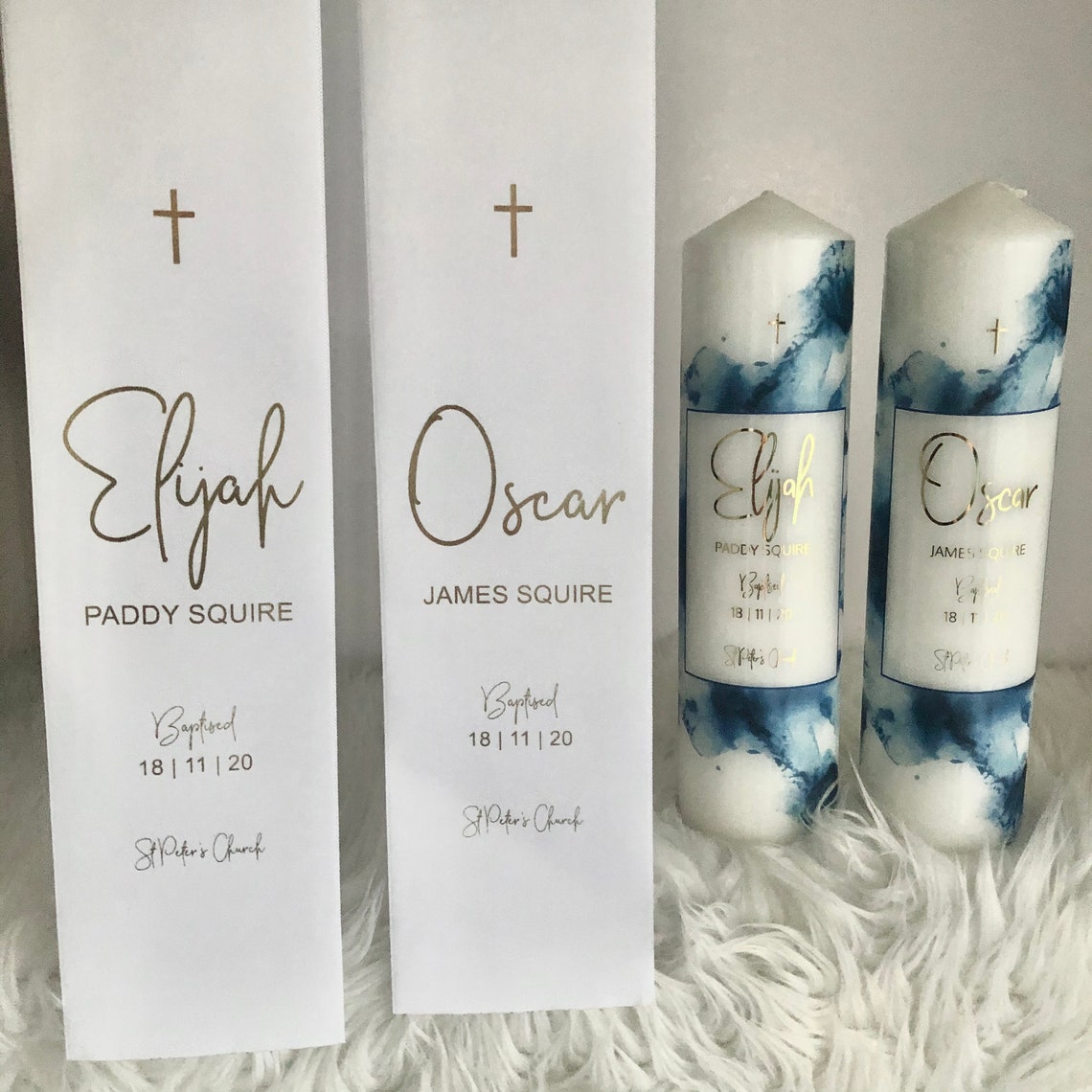 Custom Baptism Stole & Candle / Christening Stole Candle Set Etsy