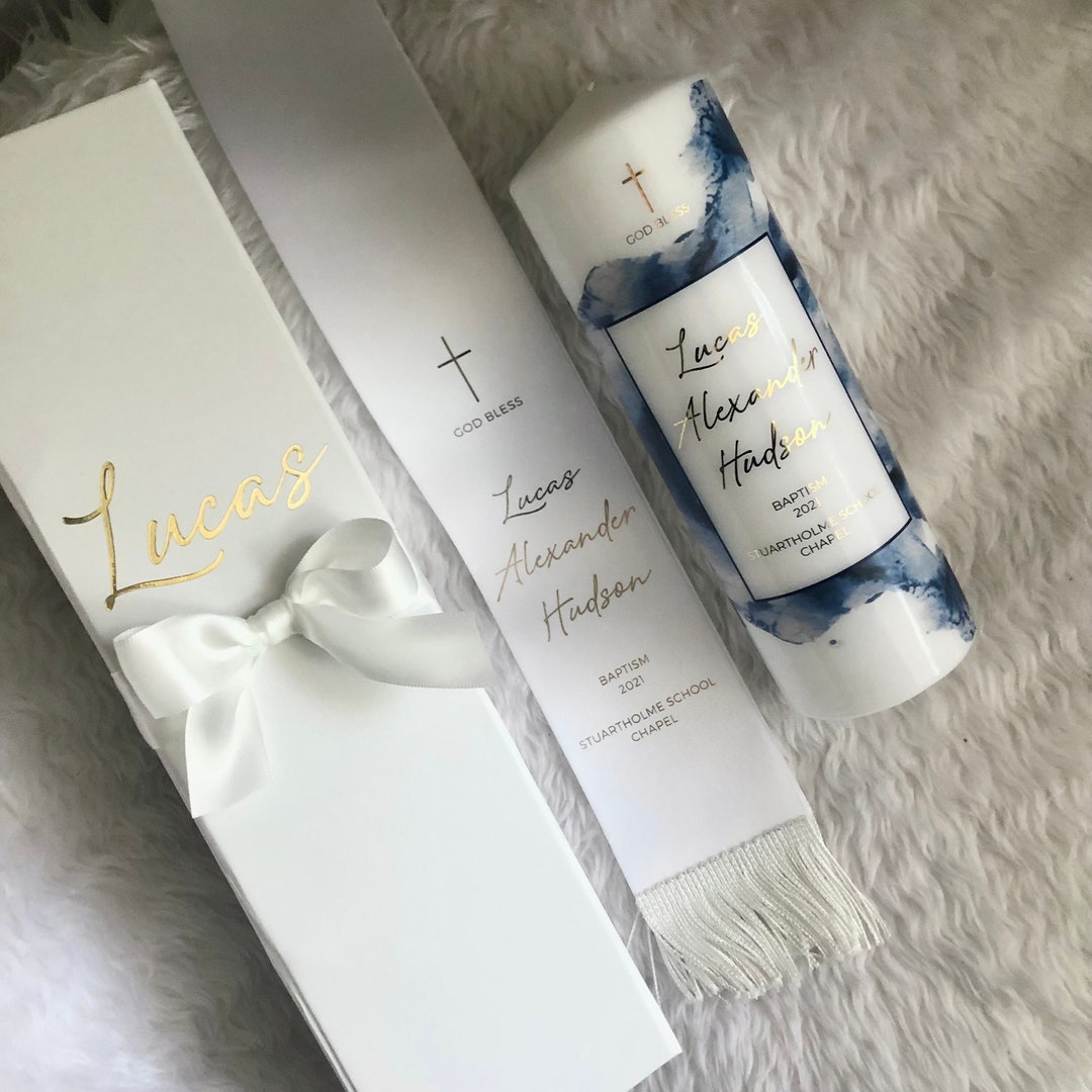 Custom Baptism Stole Candle & Keepsake Box Set / Christening Etsy