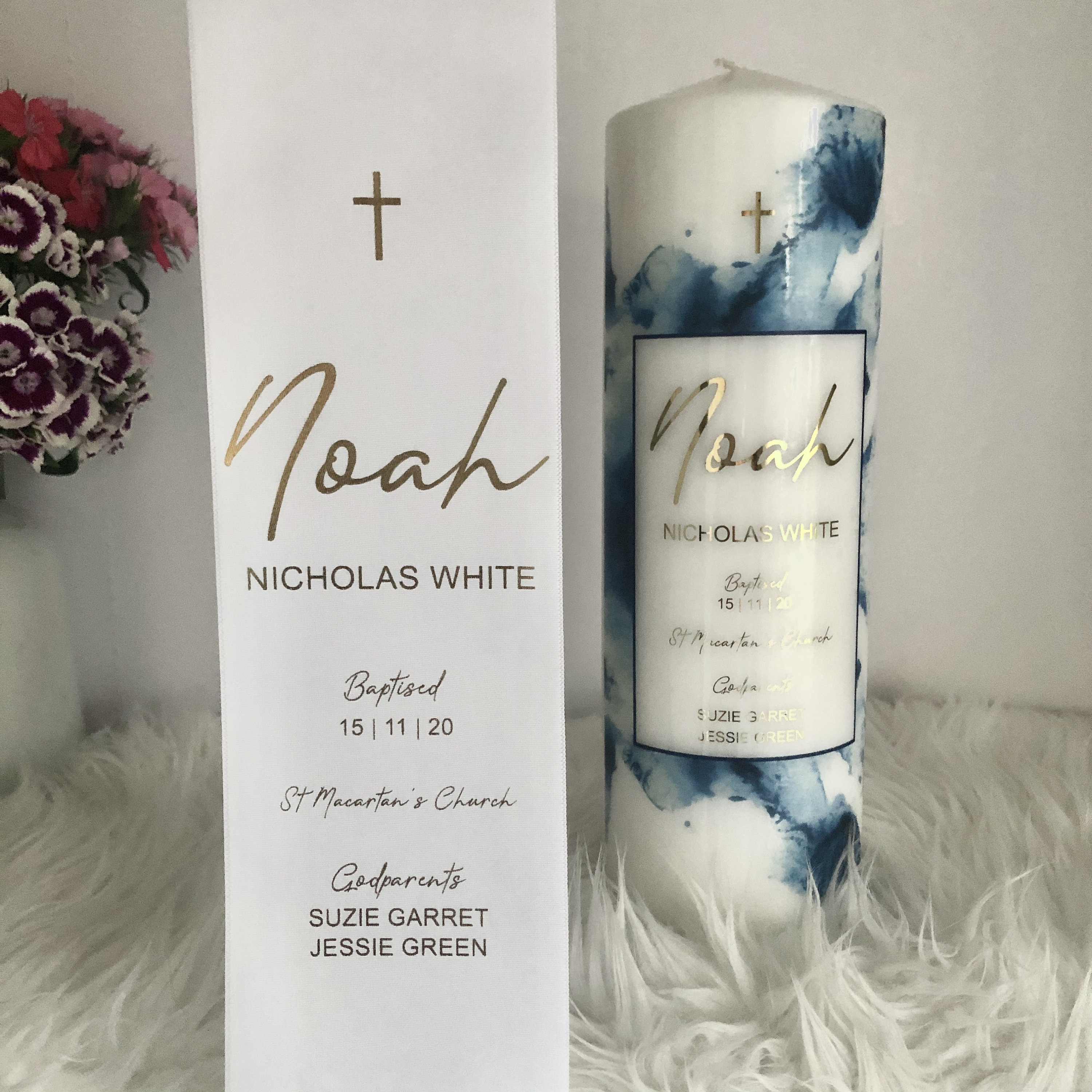 Custom Baptism Stole & Candle / Christening Stole Candle Set Etsy