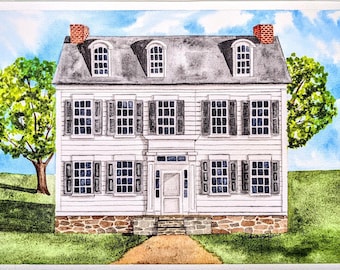 Satterthwaite House Print, Fundraising print, Blank Greeting Cards, historic home, American history, Pennsylvania Historic Site