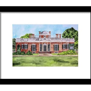 Monticello PRINT, watercolor print, print of original painting, historic places print, Thomas Jefferson print, American history print