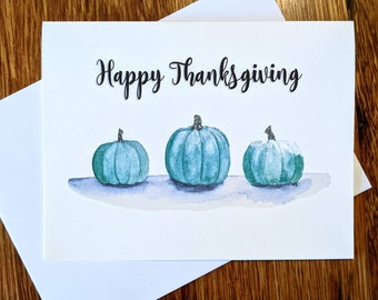 Set of watercolor print notecards, Individual card, Thanksgiving notecards, blank greeting cards, fall cards, pumpkin cards, autumn cards