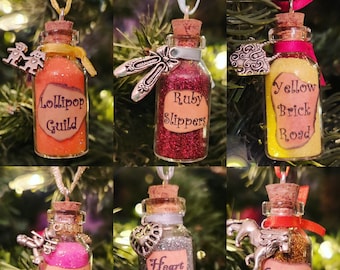 Wizard of Oz Set of 12 Handmade Ornaments, Ruby Slippers, Yellow Brick Road, Lollipop Guild, Wicked Witch, Emerald City, Flying Monkeys Toto
