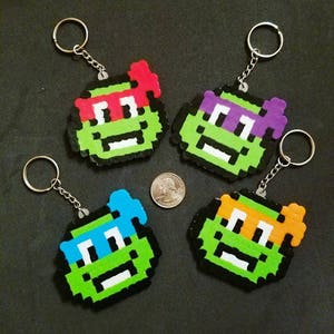 Teenage Mutant Ninja Turtles geïnspireerde sleutelhanger, TMNT Gifts, TMNT-sleutelhanger, Raphael, Donatello, Michelangelo, Leonardo, TMNT Sprites