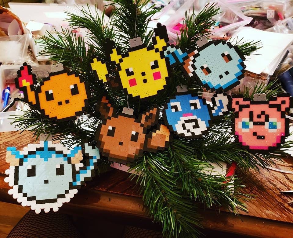Pokemon Inspired Perler Bead Ornaments