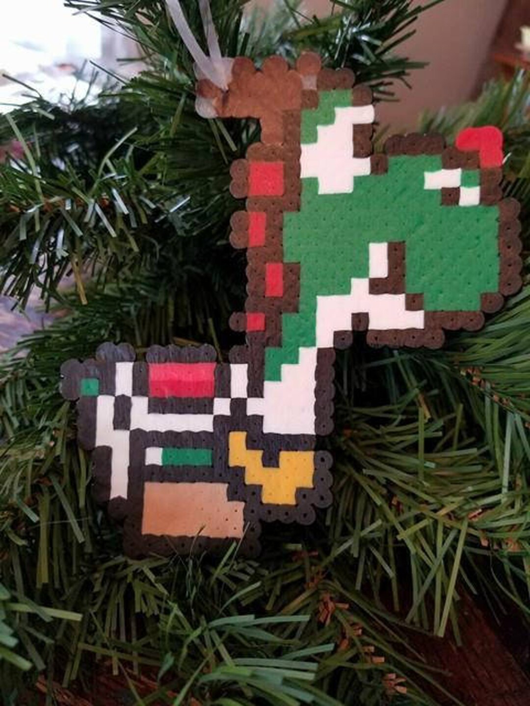 Rudolph the Red Nosed Yoshi Inspired Ornament, Handmade With Perler ...