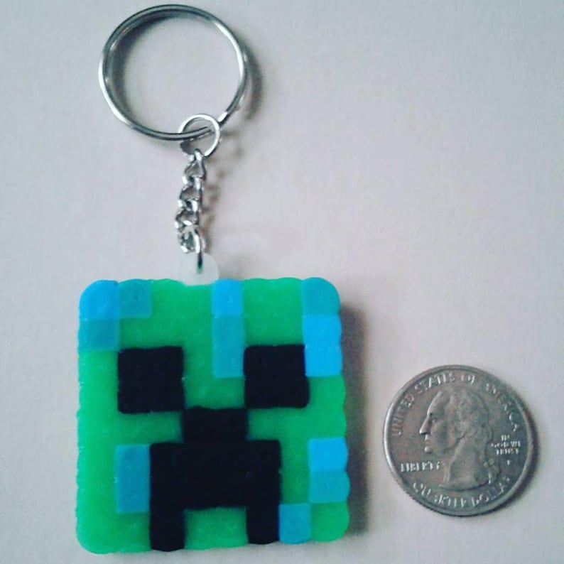 Minecraft Inspired Creeper Keychain Etsy