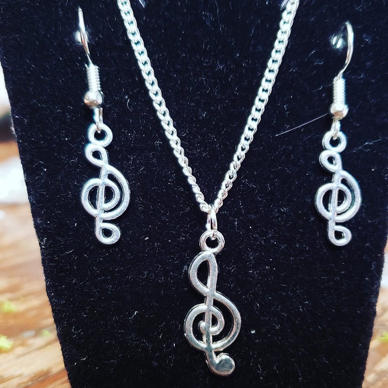 Treble Clef Music Note Jewelry Set Etsy
