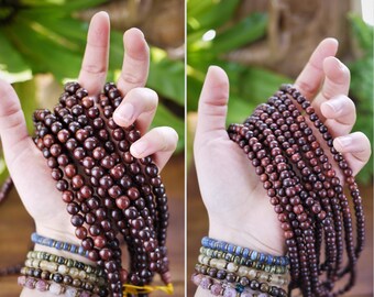 Natural Rosewood Malas, 6mm 8mm 10mm Beads, Rosary Material, Prayer Necklace, Jewelry Supply Meditation Tool, Spiritual Healing, DIY Wood