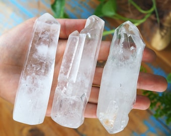 Beautiful Partly Polished Quartz Points, Wand Point Natural Energetic Healing Teaching Crystal Stone Spiritual Meditation Akashic Past Life