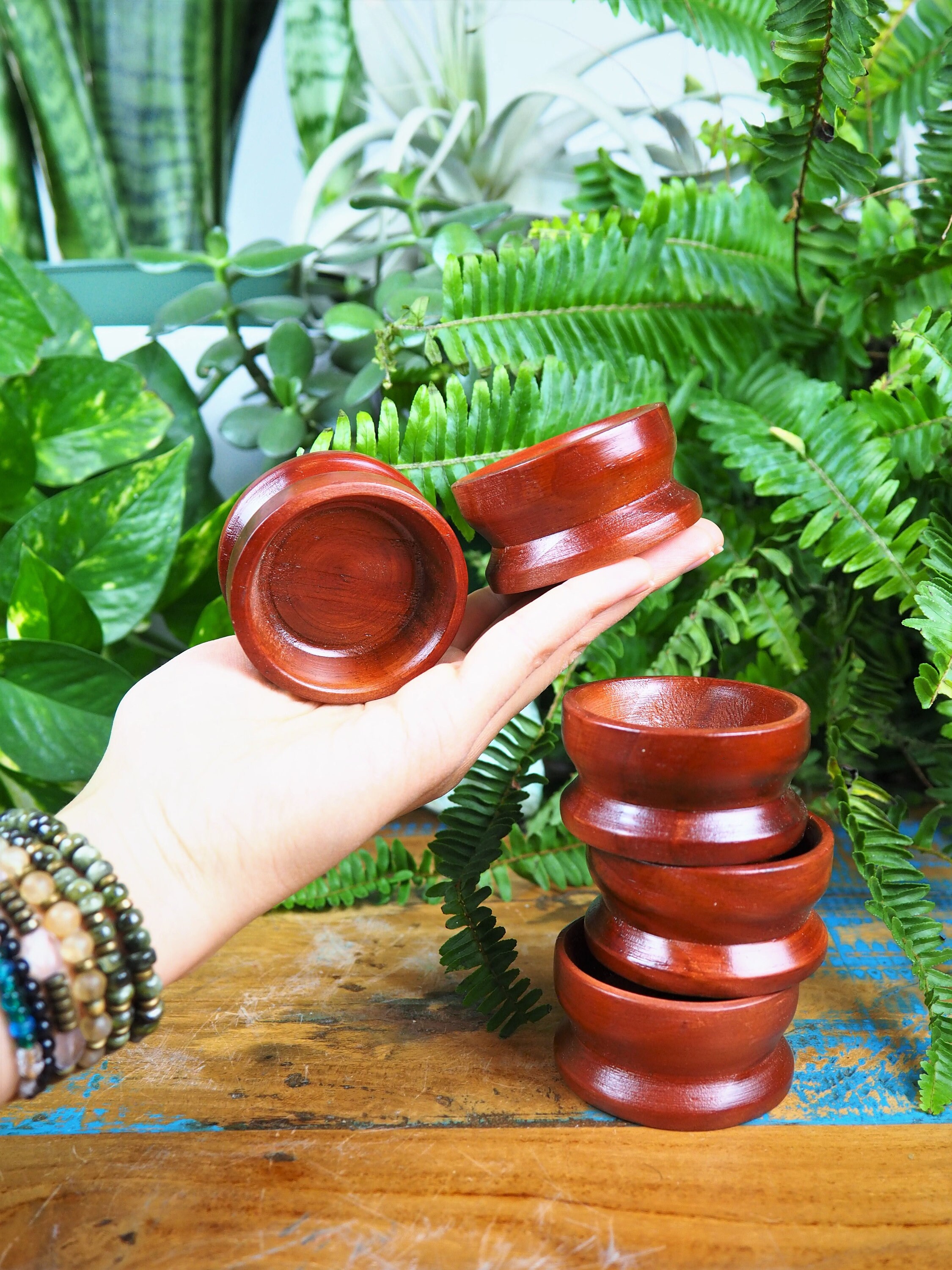 Small Natural Wooden Sphere Stand Medium Brown Red Orb Etsy