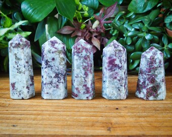 Bellissime torri di rubellite, pietre matrice di quarzo tormalina, punte di pietra cristallina fumé radice chakra cuore passione prana guarigione