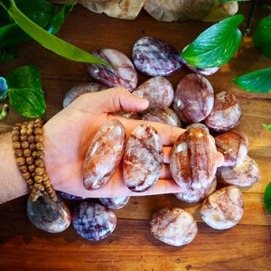 Heat-Treated Hematoid Fire Quartz Palm Stones, Worry Stones, Shiny Healing Crystal Energy Rejuvenate Renewal Vitality Altar Piece